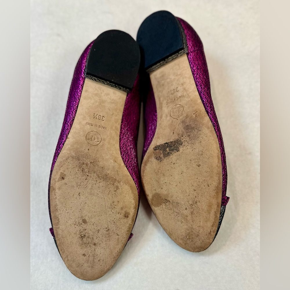 Chanel Women's Pink and Black Ballerina  Flats S: 38.5 - Picture 5 of 6